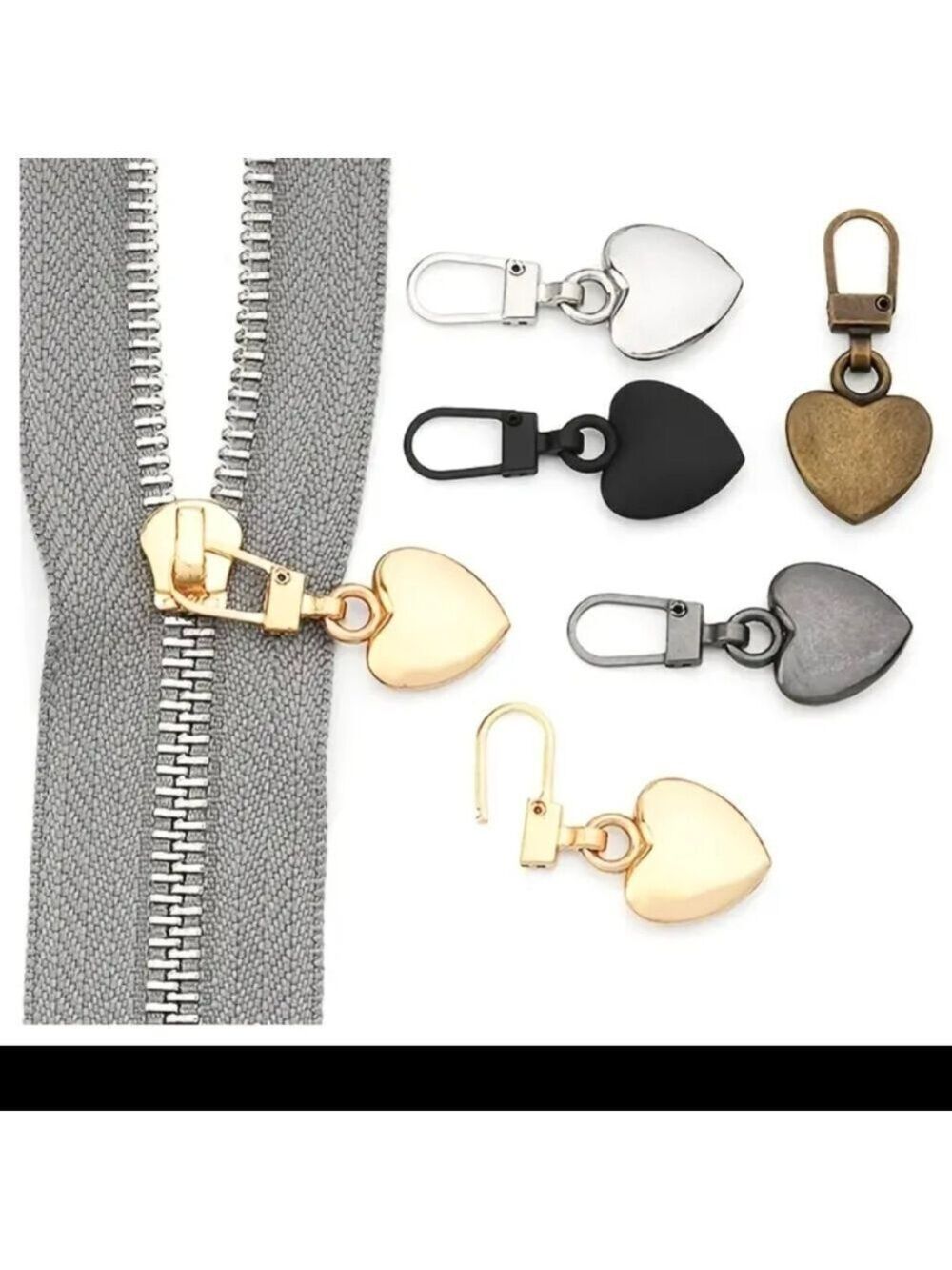Silver Replacement zipper pull Heart New
